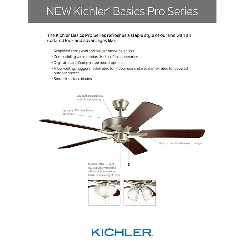 Image 4 52" Kichler Basics Pro Black Opal Glass LED Ceiling Fan more views