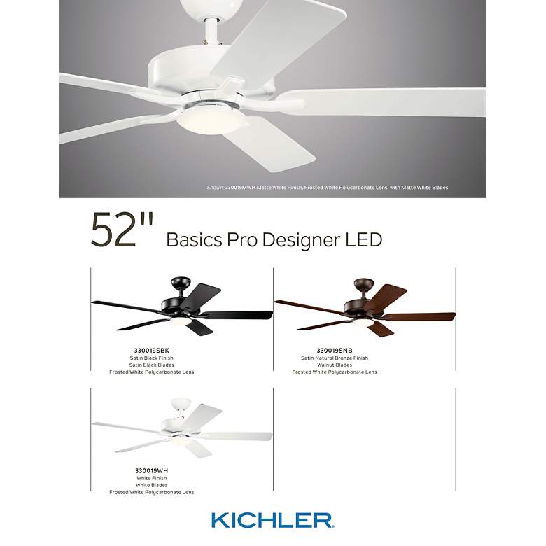 Image 3 52" Kichler Basics Pro Designer White LED Ceiling Fan more views