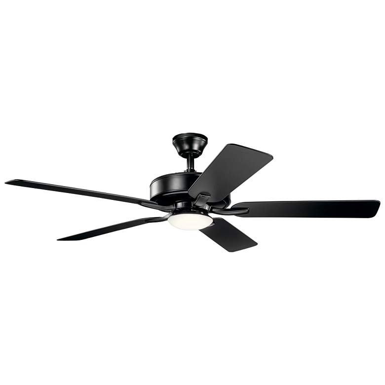 Image 1 52 inch Kichler Basics Pro LED 5-Blade Satin Black Indoor Ceiling Fan