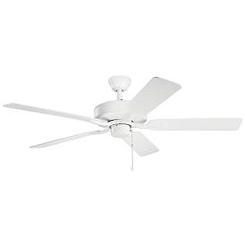 Image1 of 52" Kichler Basics Pro Matte White Damp Rated Pull Chain Ceiling Fan
