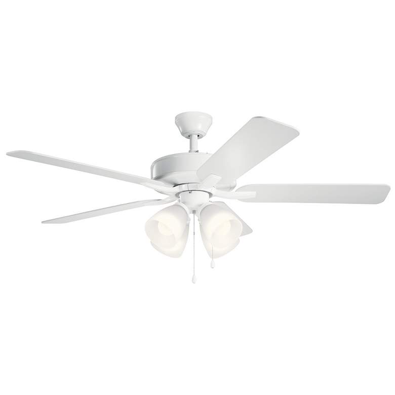 Image 1 52 inch Kichler Basics Pro Premier Matte White Pull Chain Ceiling Fan