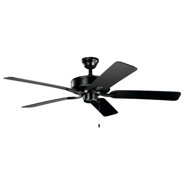 Image 1 52 inch Kichler Basics Pro Satin Black Ceiling Fan with Pull Chain