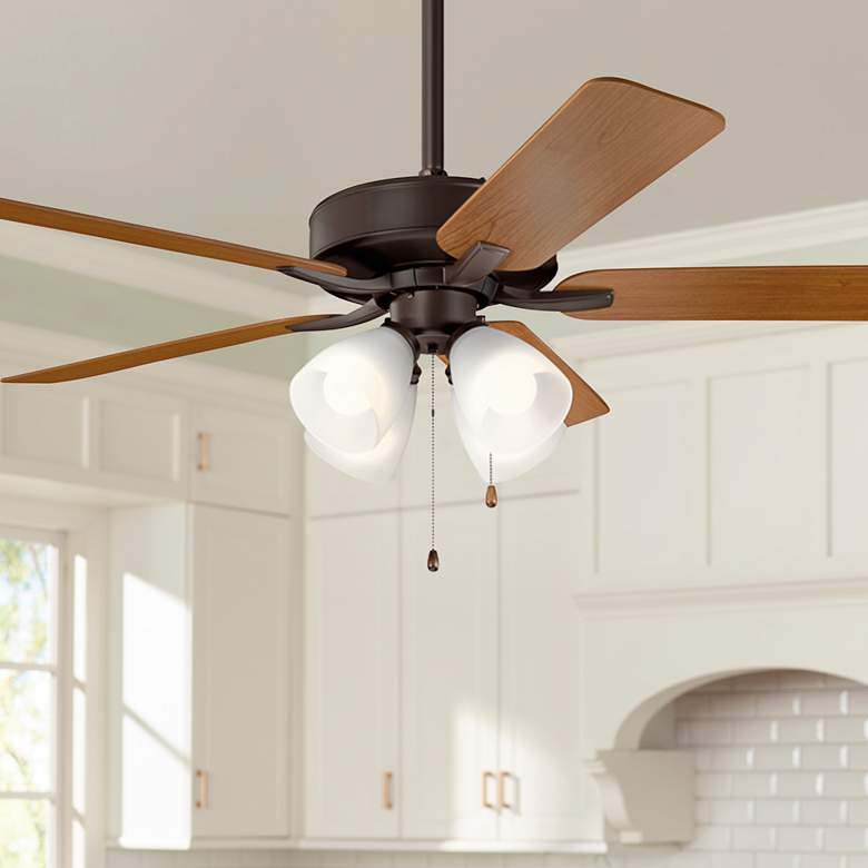 Image 1 52 inch Kichler Basics Pro Satin Bronze 4-Light Pull Chain Ceiling Fan