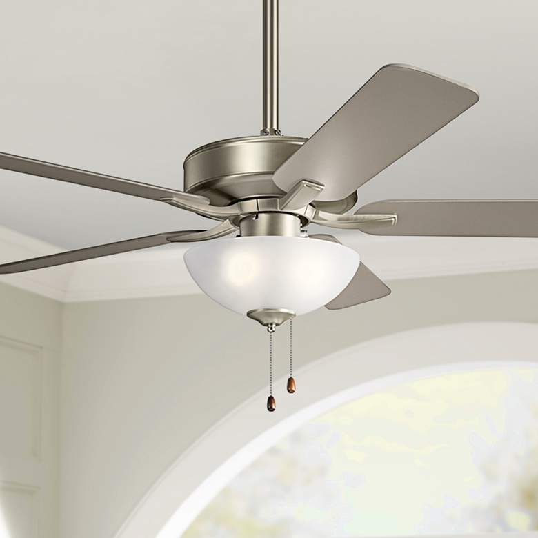 Image 1 52 inch Kichler Basics Pro Select Brushed Nickel Fan with Pull Chain