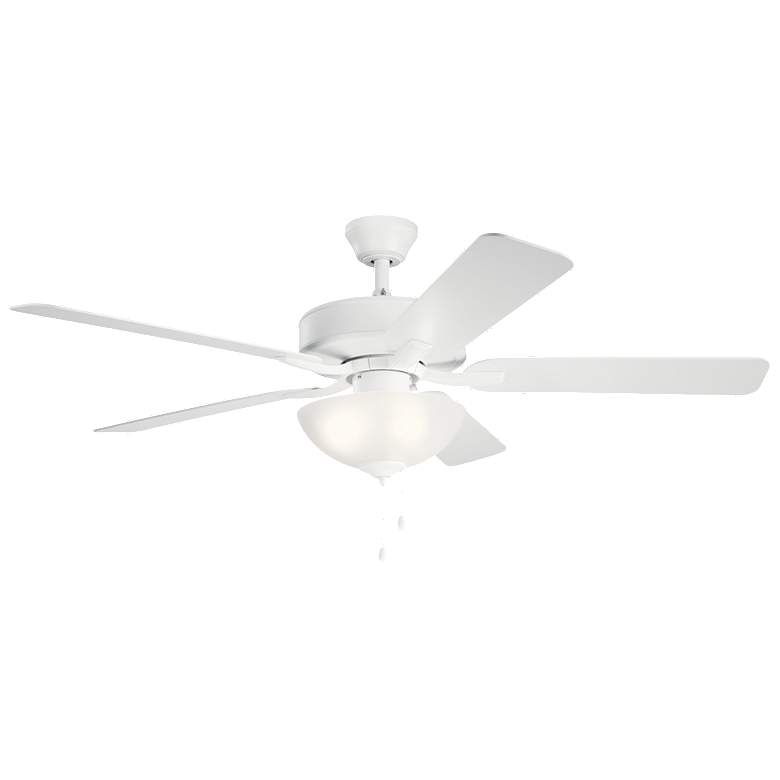 Image 1 52" Kichler Basics Pro Select Matte White Ceiling Fan with Pull Chain