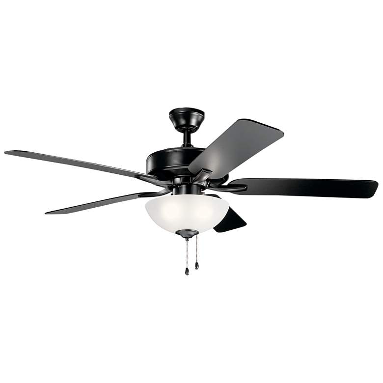 Image 1 52 inch Kichler Basics Pro Select Satin Black Ceiling Fan with Pull Chain