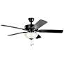 52" Kichler Basics Pro Select Satin Black Ceiling Fan with Pull Chain
