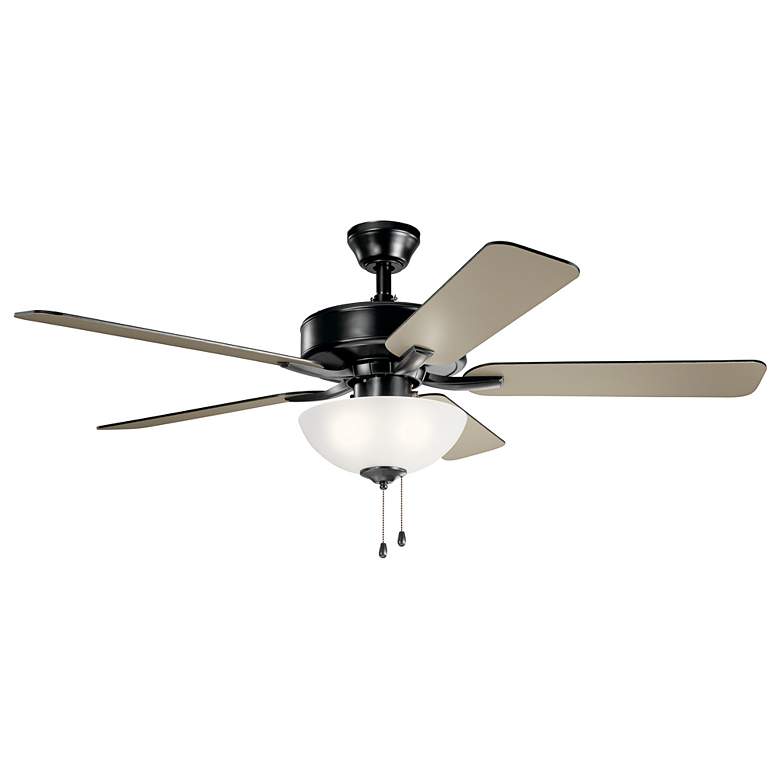 Image 3 52" Kichler Basics Pro Select Satin Black Ceiling Fan with Pull Chain more views