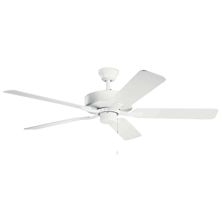 Image 1 52 inch Kichler Basics Pro White Finish Ceiling Fan with Pull Chain