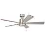 52" Kichler Bowen Brushed Nickel Modern Ceiling Fan with Pull Chain