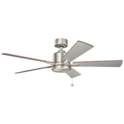 52&quot; Kichler Bowen Brushed Nickel Modern Ceiling Fan with Pull Chain