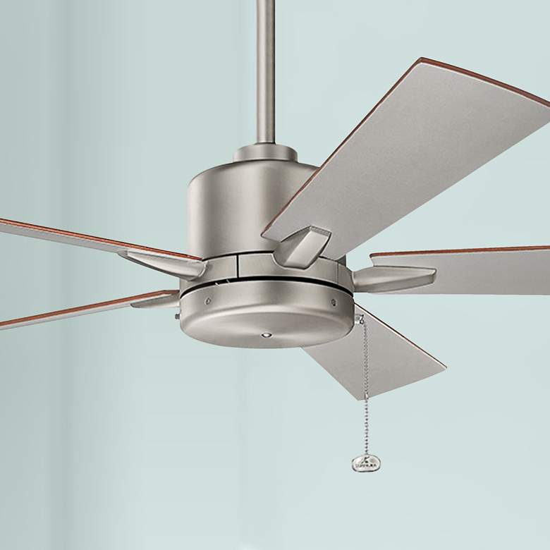 Image 1 52 inch Kichler Bowen Brushed Nickel Modern Ceiling Fan with Pull Chain