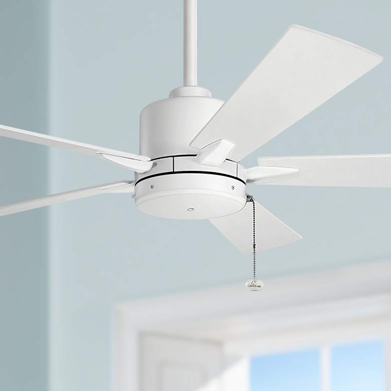 Image 1 52" Kichler Bowen Pull Chain Matte White Pull Chain Ceiling Fan