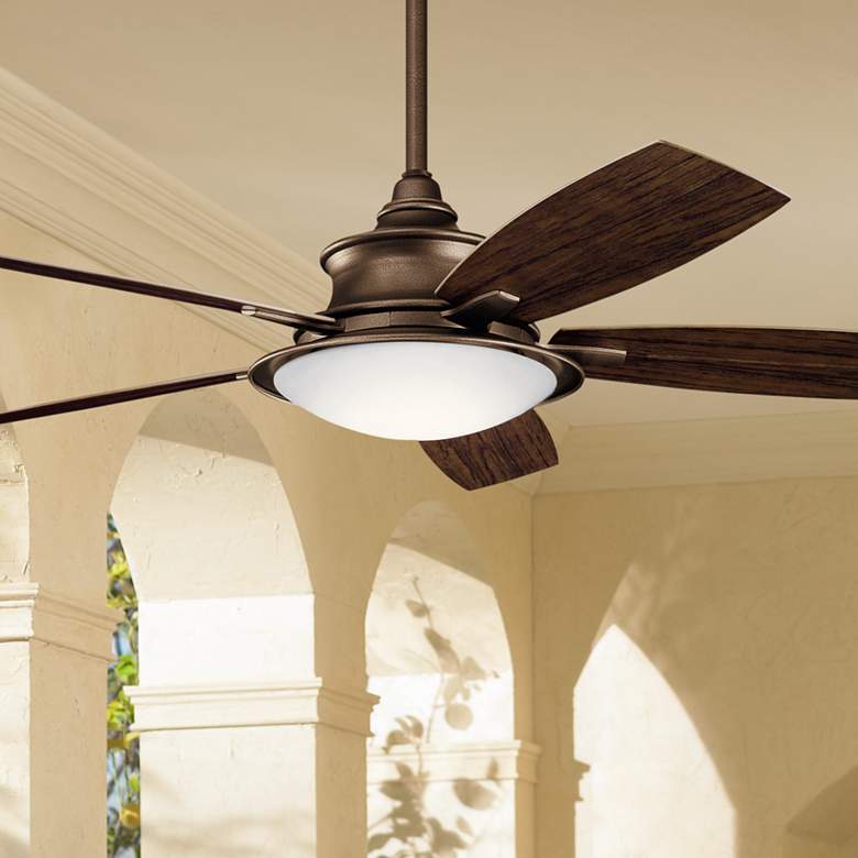 52&quot; Kichler Cameron Copper LED Outdoor Ceiling Fan with Remote