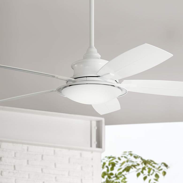 Image 1 52 inch Kichler Cameron White Finish Wet Rated LED Ceiling Fan with Remote
