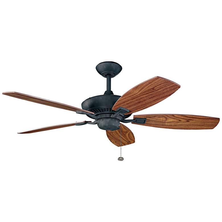 Image 2 52 inch Kichler Canfield Black and Walnut Ceiling Fan with Pull Chain