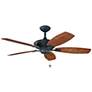 52" Kichler Canfield Black and Walnut Ceiling Fan with Pull Chain