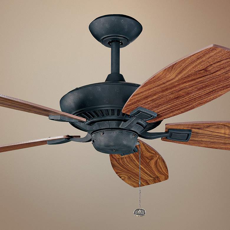 Image 1 52 inch Kichler Canfield Black and Walnut Ceiling Fan with Pull Chain