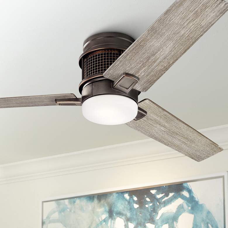 Image 1 52 inch Kichler Chiara Bronze LED Hugger Ceiling Fan with Wall Control