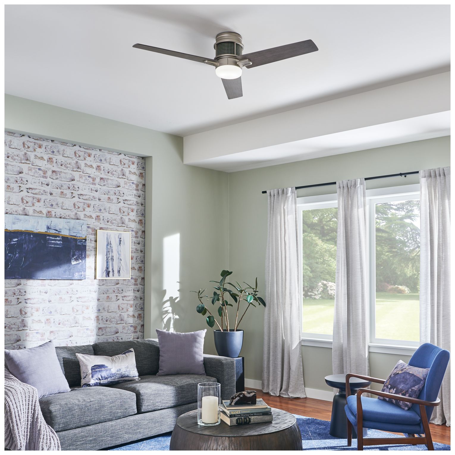 Image 4 52" Kichler Chiara Nickel LED Hugger Ceiling Fan with Wall Control more views