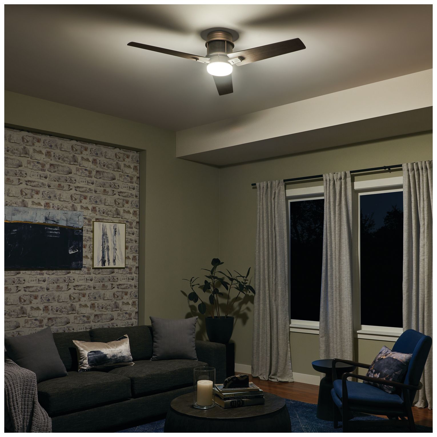 Image 5 52" Kichler Chiara Nickel LED Hugger Ceiling Fan with Wall Control more views