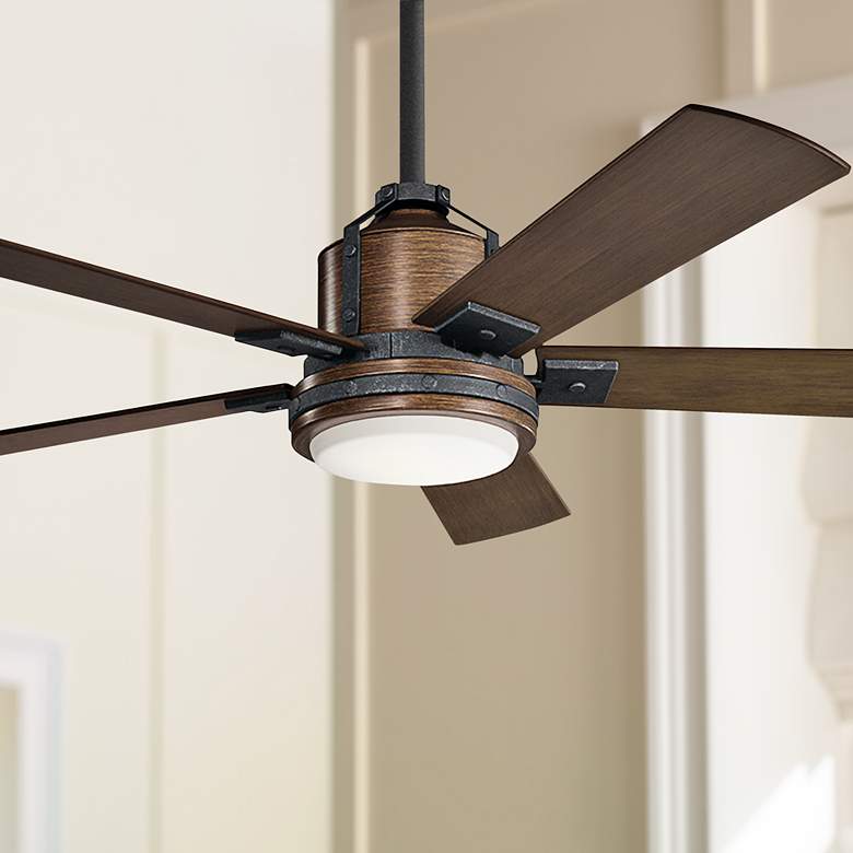 Image 1 52 inch Kichler Colerne Auburn Finish LED Ceiling Fan with Wall Control