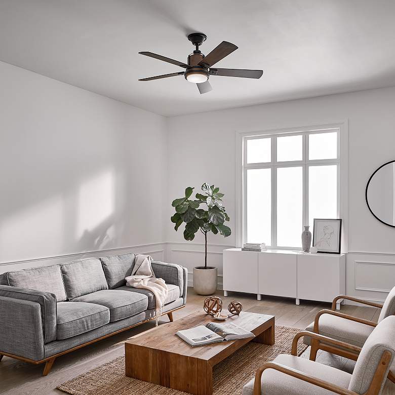 Image 3 52" Kichler Colerne Auburn Finish LED Ceiling Fan with Wall Control more views