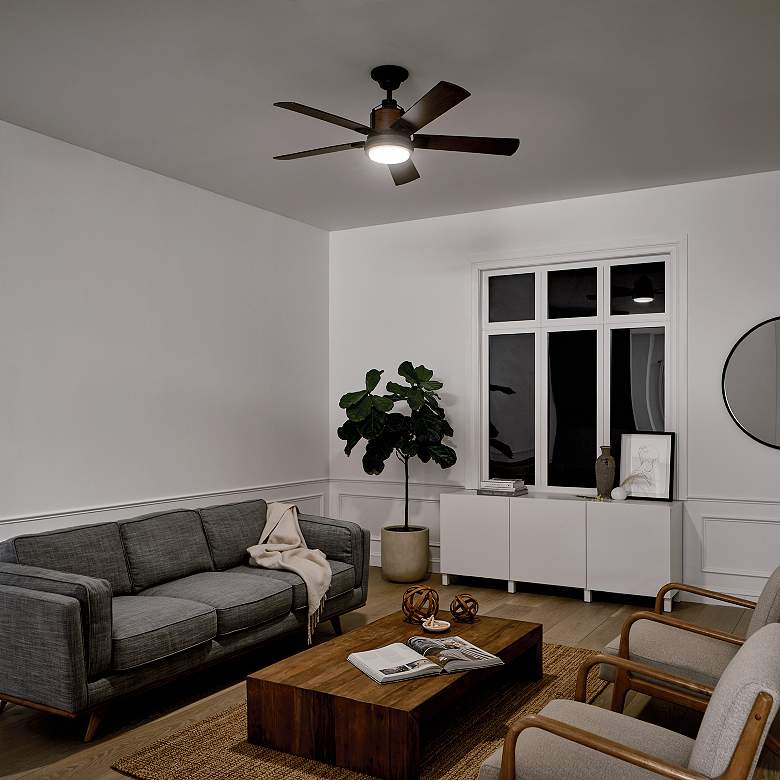 Image 4 52" Kichler Colerne Auburn Finish LED Ceiling Fan with Wall Control more views