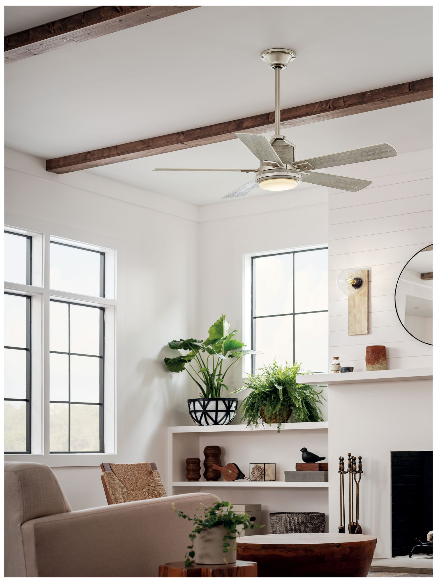 Image 4 52" Kichler Colerne Brushed Nickel LED Ceiling Fan with Wall Control more views