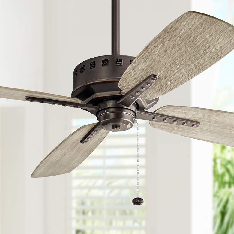 Image 1 52 inch Kichler Eads Patio Olde Bronze Outdoor Ceiling Fan with Pull Chain