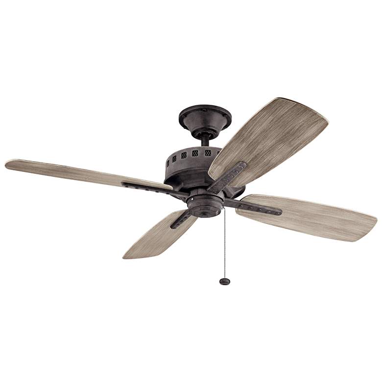 Image 2 52 inch Kichler Eads Weathered Zinc Outdoor Pull Chain Patio Ceiling Fan