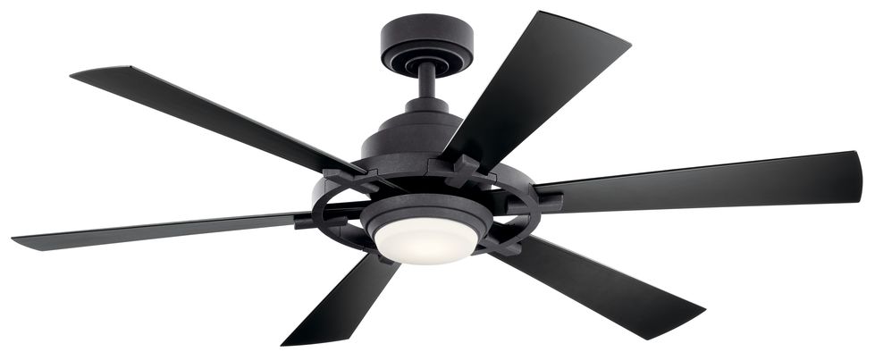 52" Kichler Gentry Distressed Black Damp Rated LED Fan with Remote
