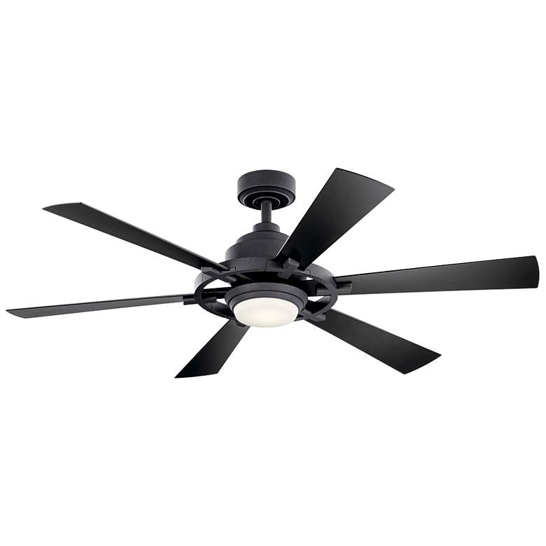 Image 3 52 inch Kichler Gentry Distressed Black Damp Rated LED Fan with Remote