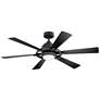 52" Kichler Gentry Distressed Black Damp Rated LED Fan with Remote in scene