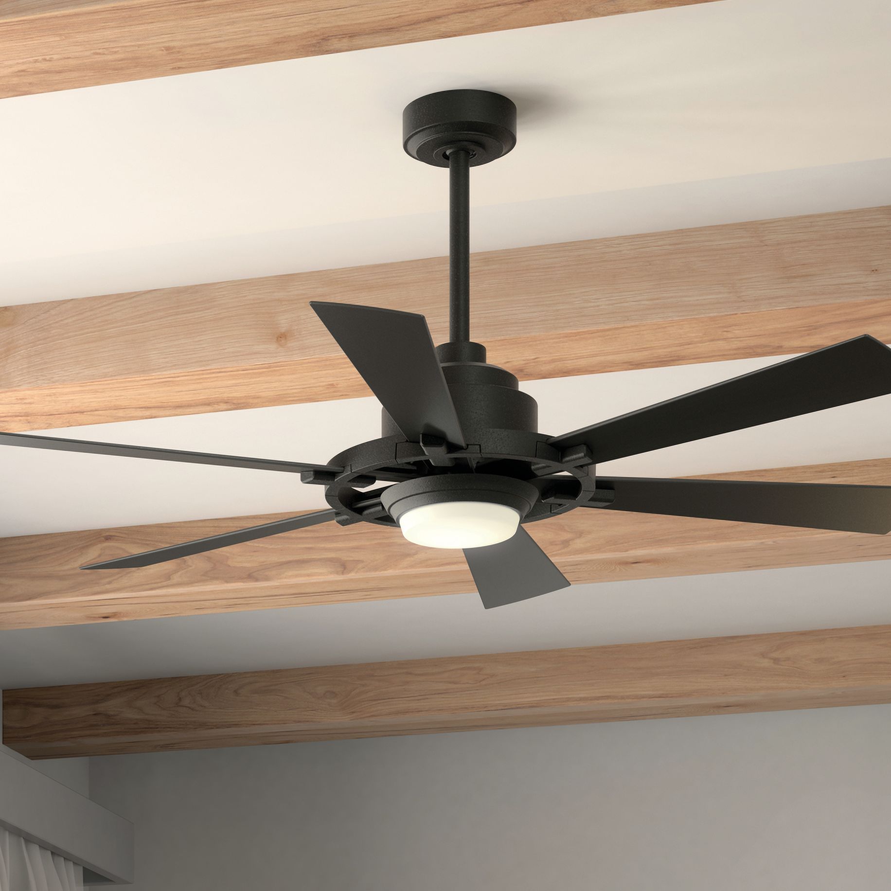52" Kichler Gentry Distressed Black Damp Rated LED Fan with Remote