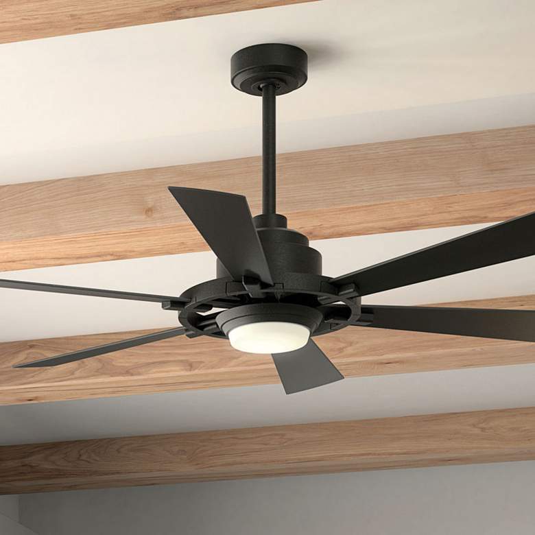 Image 2 52 inch Kichler Gentry Distressed Black Damp Rated LED Fan with Remote