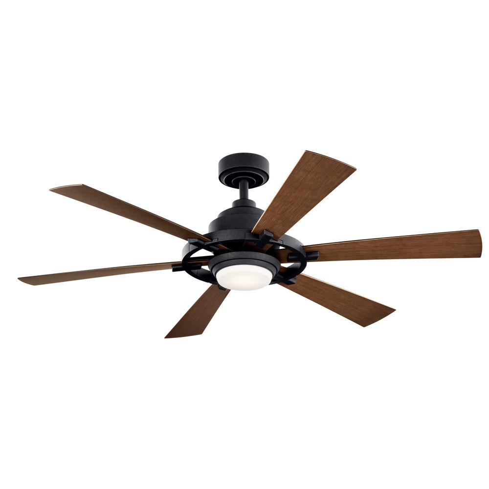 52" Kichler Gentry Distressed Black LED Ceiling Fan in scene