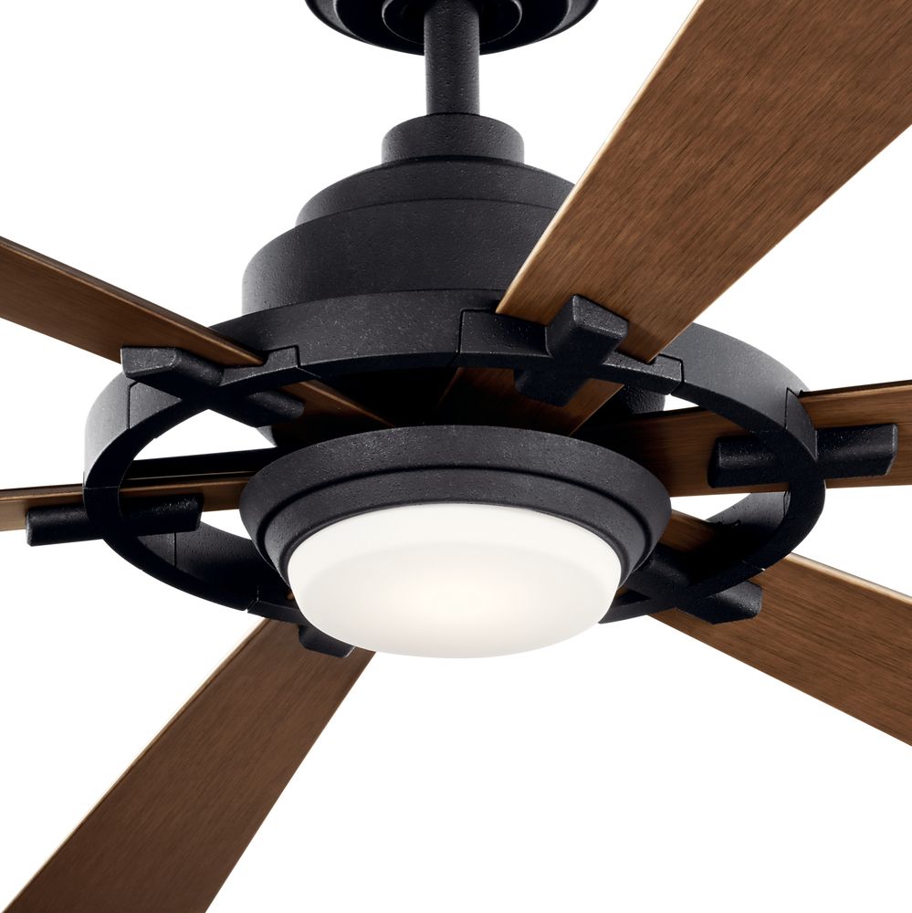 52" Kichler Gentry Distressed Black LED Ceiling Fan in scene