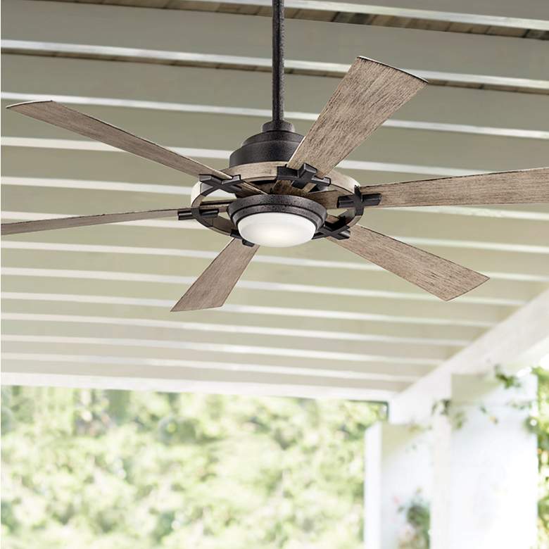 Image 1 52 inch Kichler Gentry Lite Anvil Iron LED Ceiling Fan with Remote