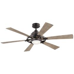 52&quot; Kichler Gentry Lite Anvil Iron LED Damp Rated Fan with Remote