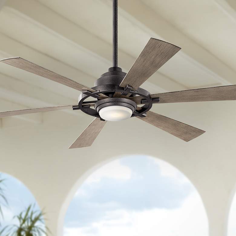 Image 2 52" Kichler Gentry Lite Anvil Iron LED Damp Rated Fan with Remote