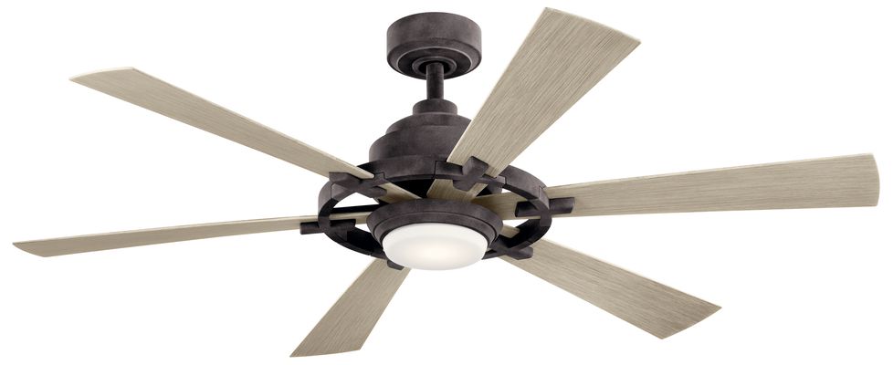 Image 3 52" Kichler Gentry Lite Weathered Zinc Damp Rated LED Fan with Remote