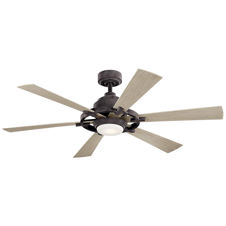 Image 2 52 inch Kichler Gentry Lite Weathered Zinc Damp Rated LED Fan with Remote