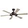 52" Kichler Gentry Lite Weathered Zinc Damp Rated LED Fan with Remote