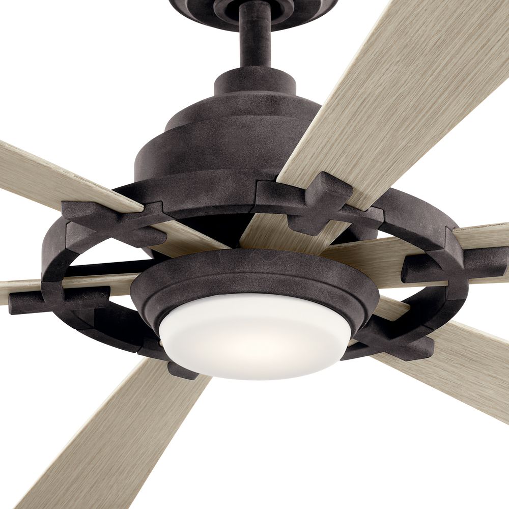 Image 4 52" Kichler Gentry Lite Weathered Zinc Damp Rated LED Fan with Remote more views