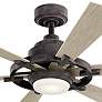 52" Kichler Gentry Lite Weathered Zinc Damp Rated LED Fan with Remote in scene