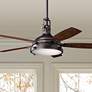 52" Kichler Hatteras Bay Anvil Iron Outdoor LED Fan with Remote