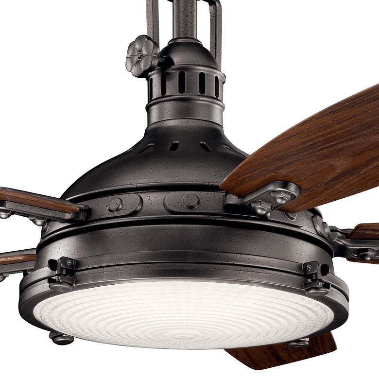Image 3 52 inch Kichler Hatteras Bay Anvil Iron Outdoor LED Fan with Remote more views