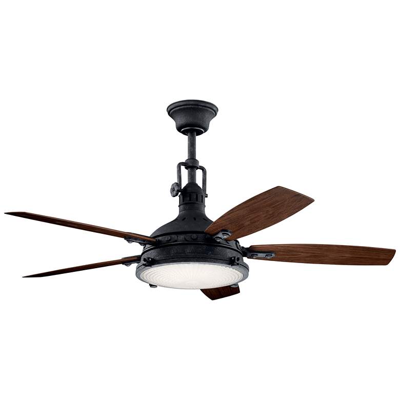 Image 2 52 inch Kichler Hatteras Bay Black Damp Rated LED Ceiling Fan with Remote