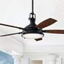 52" Kichler Hatteras Bay Black Damp Rated LED Ceiling Fan with Remote